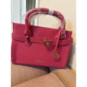 BEBE Orchid Evie Satchel Bag With Shoulder Strap Hot Pink Fuchsia NWT